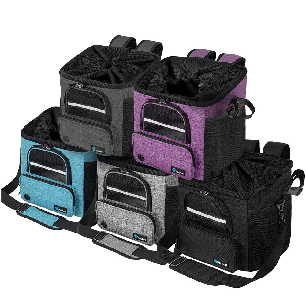 PetAmi Dog Bike Basket, Soft-Sided Ventilated Dog Bike Carrier Backpack, Pet Bicycle Basket for Bike Handlebar, Small Medium Puppy Cat Kitten Car Booster Seat with Safety Strap, Max 18 lbs, Purple