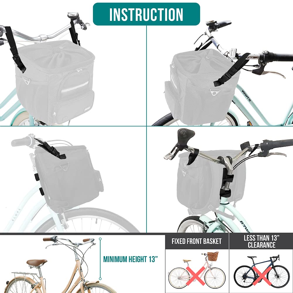 PetAmi Dog Bike Basket, Soft-Sided Ventilated Dog Bike Carrier Backpack, Pet Bicycle Basket for Bike Handlebar, Small Medium Puppy Cat Kitten Car Booster Seat with Safety Strap, Max 18 lbs, Purple