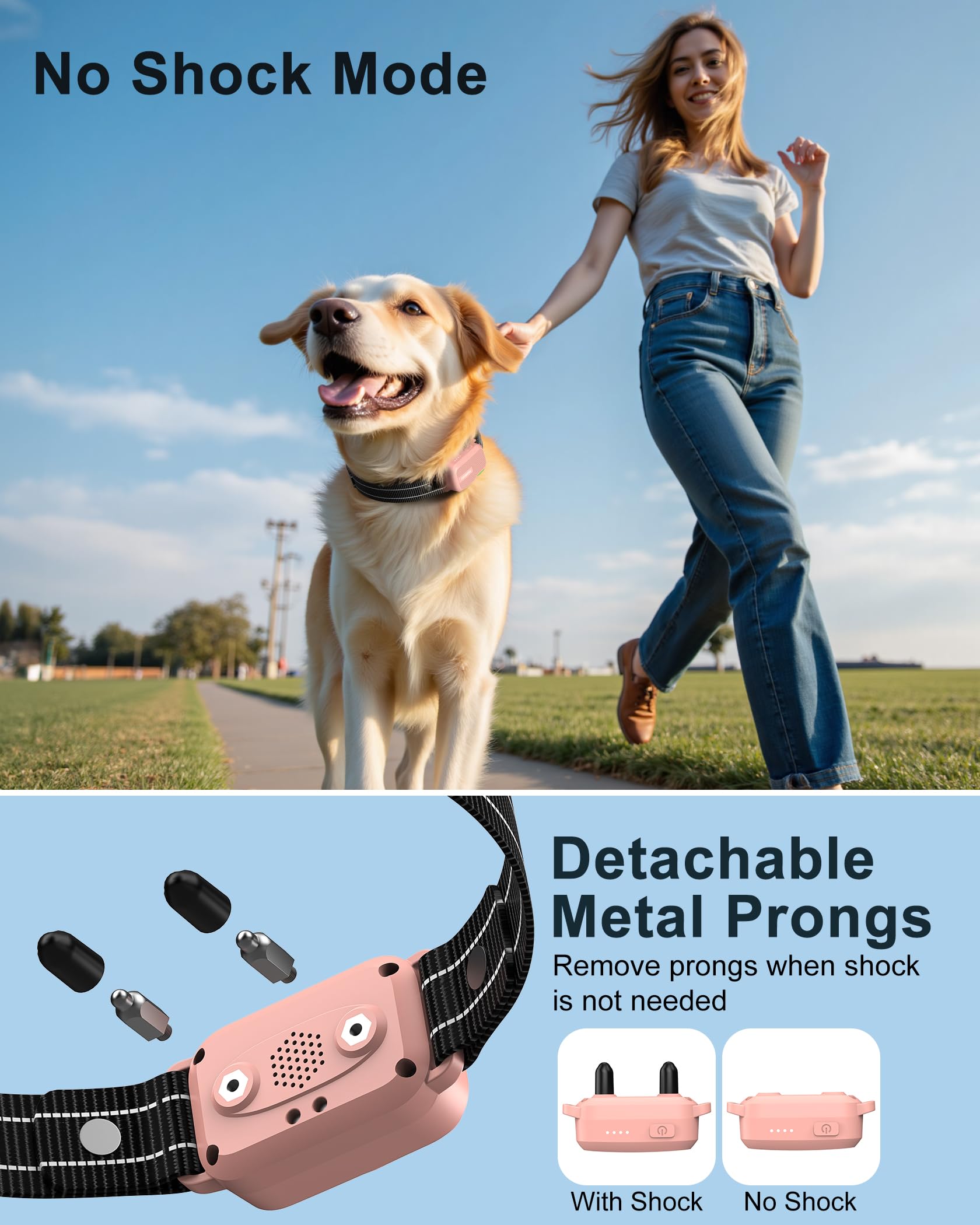 Dog Shock Collar - 4500FT Dog Training Collar with Remote, IPX8 Waterproof Electric Dog Collar with 4 Training Modes, Security Lock, Rechargeable eCollar for 10-120lbs Small Medium Large Dogs