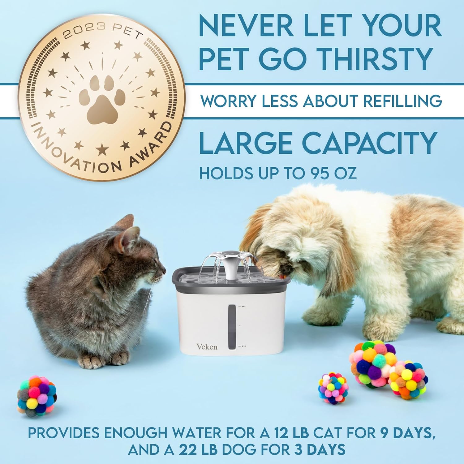 Veken’s 95 oz Pet Fountain – the quiet, filtered oasis your furry friends didn’t know they needed