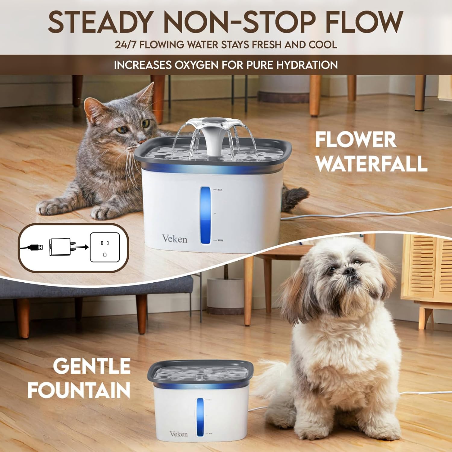Veken’s 95 oz Pet Fountain – the quiet, filtered oasis your furry friends didn’t know they needed