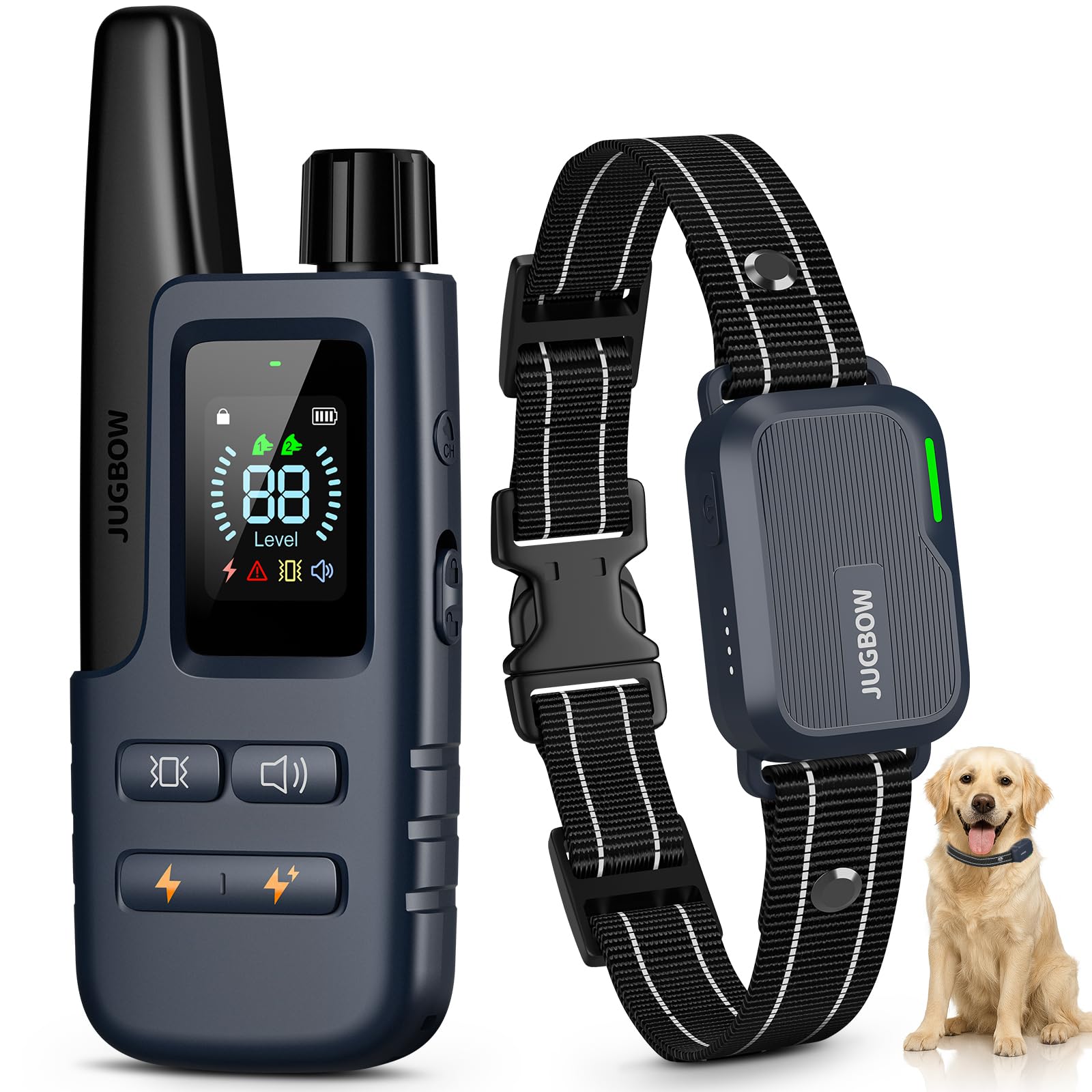 Dog Shock Collar - 4500FT Dog Training Collar with Remote, IPX8 Waterproof Electric Dog Collar with 4 Training Modes, Security Lock, Rechargeable eCollar for 10-120lbs Small Medium Large Dogs