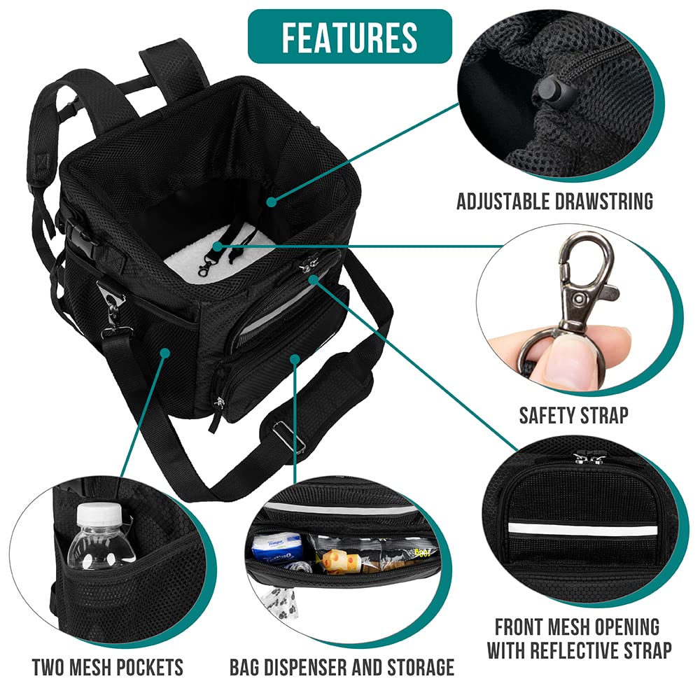 PetAmi Dog Bike Basket, Soft-Sided Ventilated Dog Bike Carrier Backpack, Pet Bicycle Basket for Bike Handlebar, Small Medium Puppy Cat Kitten Car Booster Seat with Safety Strap, Max 18 lbs, Purple