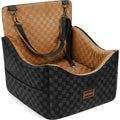 JOEJOY Elevated Dog Car Seat for Small/Medium Dogs up to 35 lbs, Memory Foam Booster Seat with Detachable Washable Cover, Travel-Safe Car Bed with Safety Belts & Storage Pockets, Grey