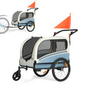 Sepnine Dog Bike Trailer, Supports up to 110 lbs, 2-in-1 Pet Stroller Cart Bicycle Carrier, Easy Folding Cart Frame with Quick Release Wheels, Universal Bicycle Coupler, Non-Slip Floor, Internal Leash