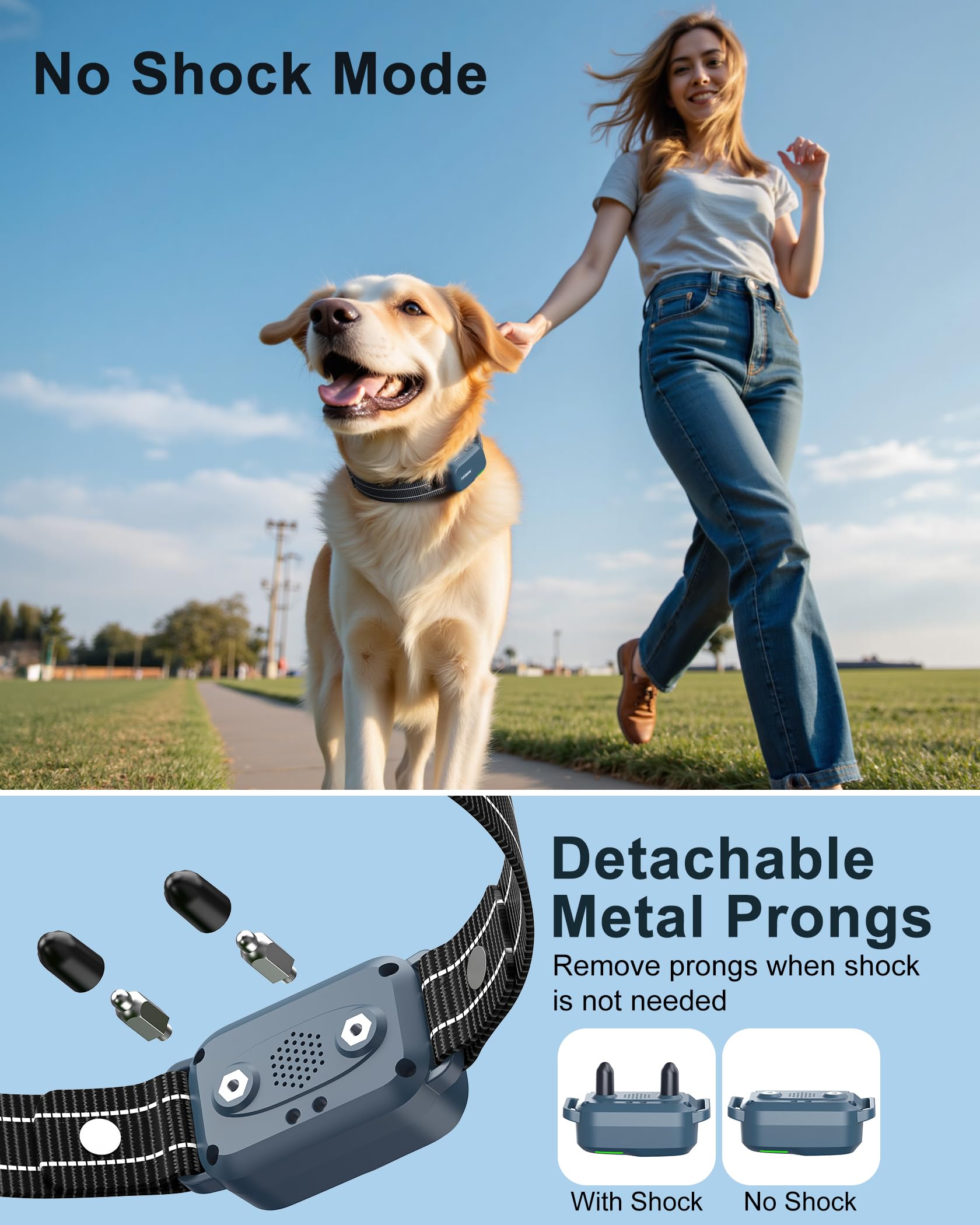 Dog Shock Collar - 4500FT Dog Training Collar with Remote, IPX8 Waterproof Electric Dog Collar with 4 Training Modes, Security Lock, Rechargeable eCollar for 10-120lbs Small Medium Large Dogs