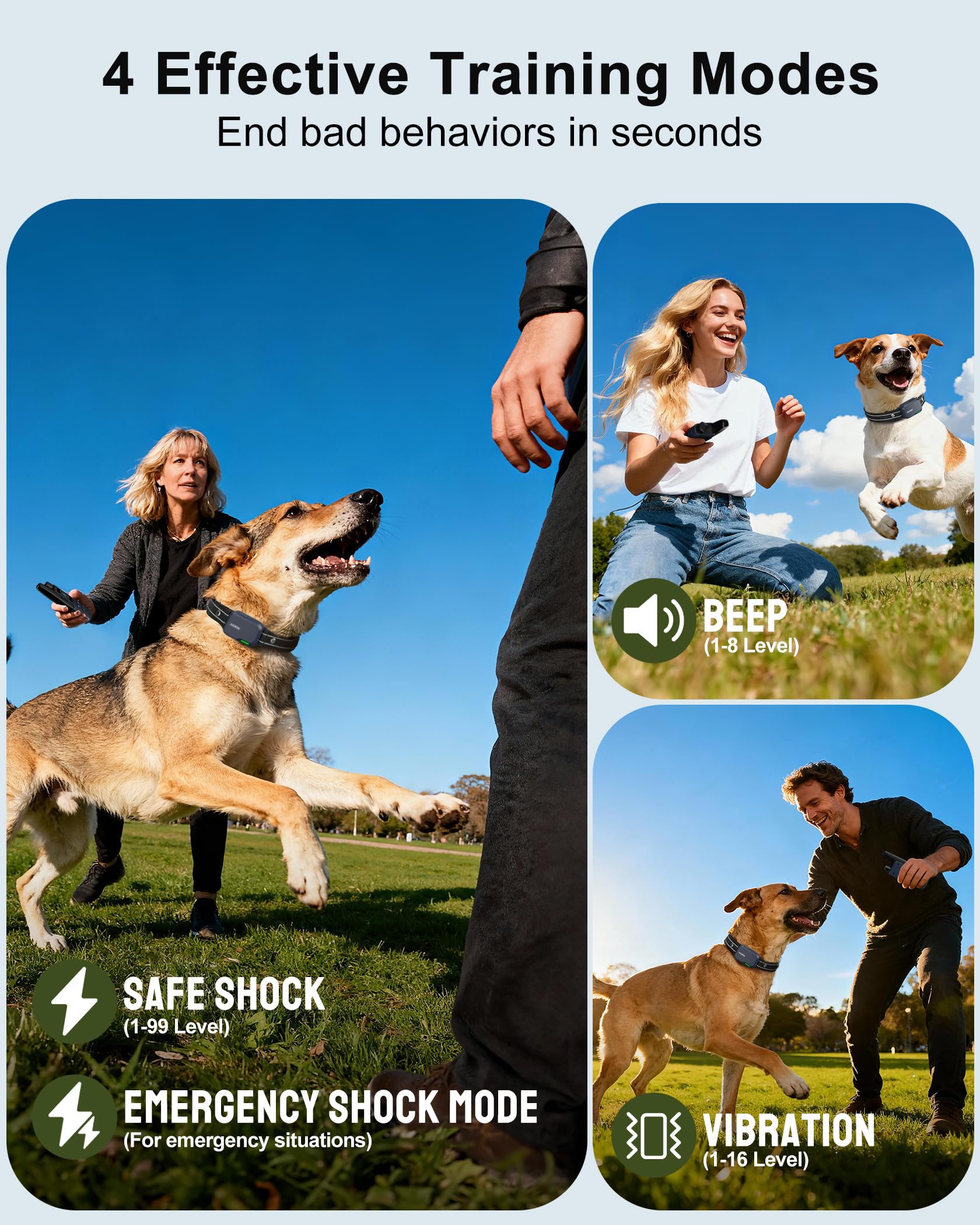 Dog Shock Collar - 4500FT Dog Training Collar with Remote, IPX8 Waterproof Electric Dog Collar with 4 Training Modes, Security Lock, Rechargeable eCollar for 10-120lbs Small Medium Large Dogs