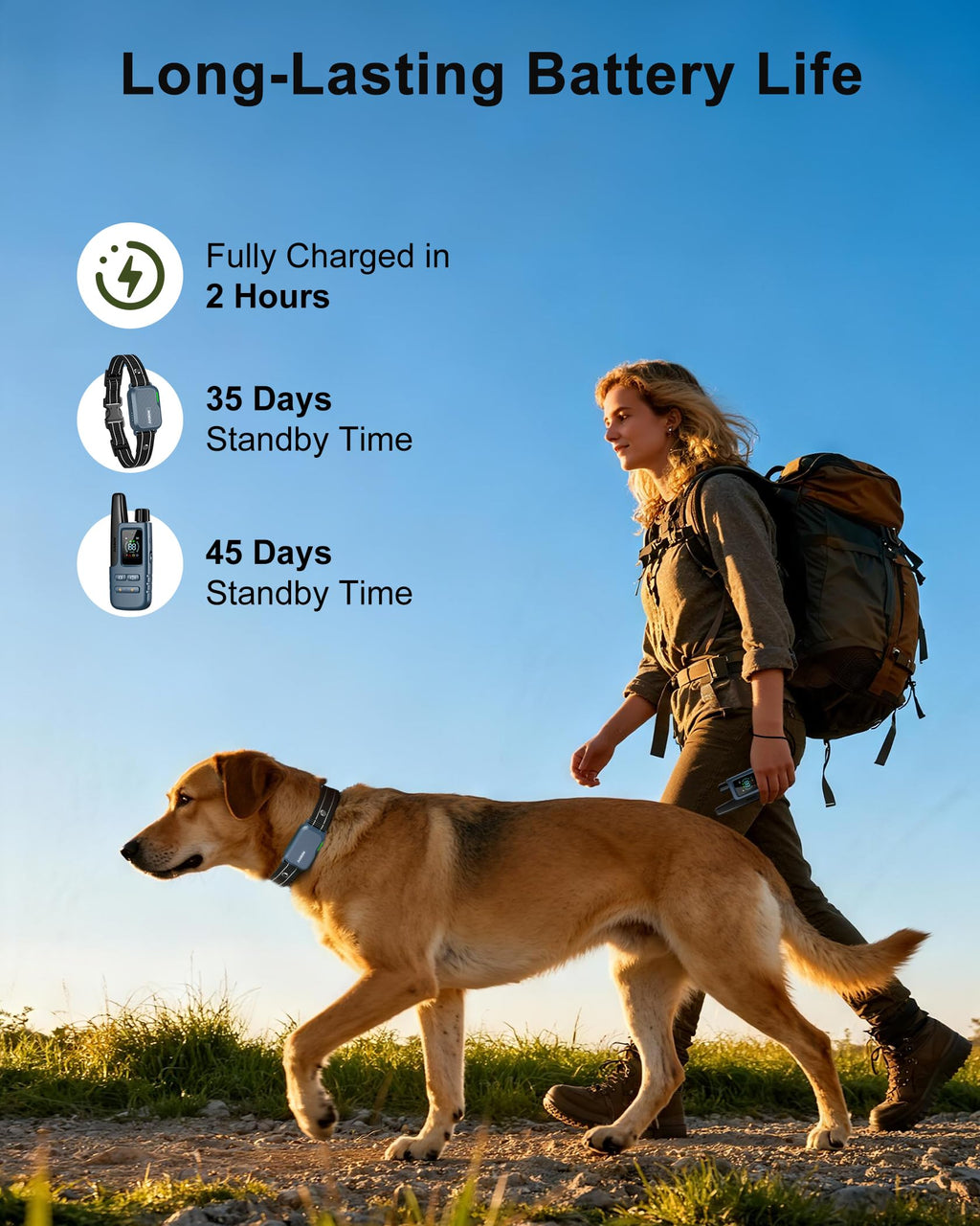 Dog Shock Collar - 4500FT Dog Training Collar with Remote, IPX8 Waterproof Electric Dog Collar with 4 Training Modes, Security Lock, Rechargeable eCollar for 10-120lbs Small Medium Large Dogs