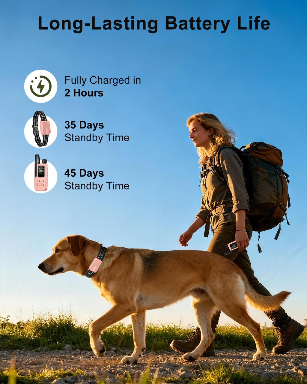 Dog Shock Collar - 4500FT Dog Training Collar with Remote, IPX8 Waterproof Electric Dog Collar with 4 Training Modes, Security Lock, Rechargeable eCollar for 10-120lbs Small Medium Large Dogs
