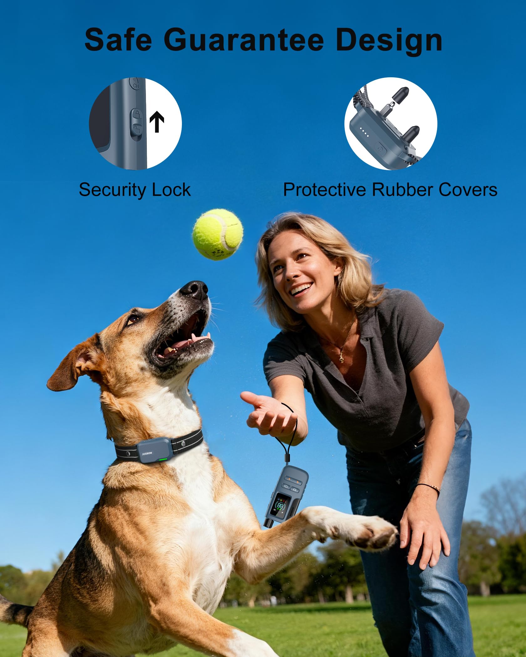 Dog Shock Collar - 4500FT Dog Training Collar with Remote, IPX8 Waterproof Electric Dog Collar with 4 Training Modes, Security Lock, Rechargeable eCollar for 10-120lbs Small Medium Large Dogs