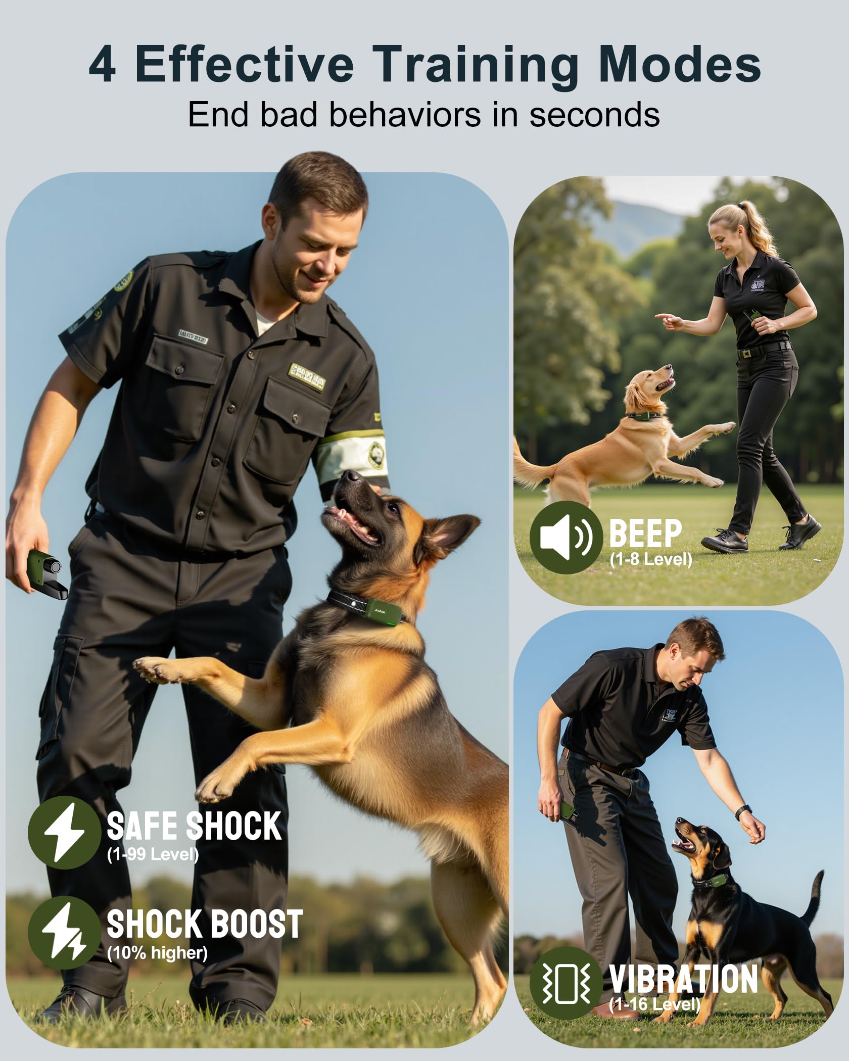 Dog Shock Collar - 4500FT Dog Training Collar with Remote, IPX8 Waterproof Electric Dog Collar with 4 Training Modes, Security Lock, Rechargeable eCollar for 10-120lbs Small Medium Large Dogs