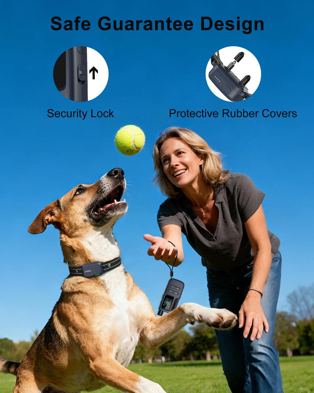 Dog Shock Collar - 4500FT Dog Training Collar with Remote, IPX8 Waterproof Electric Dog Collar with 4 Training Modes, Security Lock, Rechargeable eCollar for 10-120lbs Small Medium Large Dogs