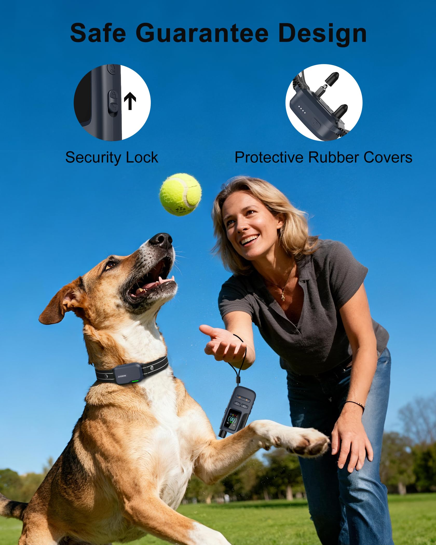 Dog Shock Collar - 4500FT Dog Training Collar with Remote, IPX8 Waterproof Electric Dog Collar with 4 Training Modes, Security Lock, Rechargeable eCollar for 10-120lbs Small Medium Large Dogs