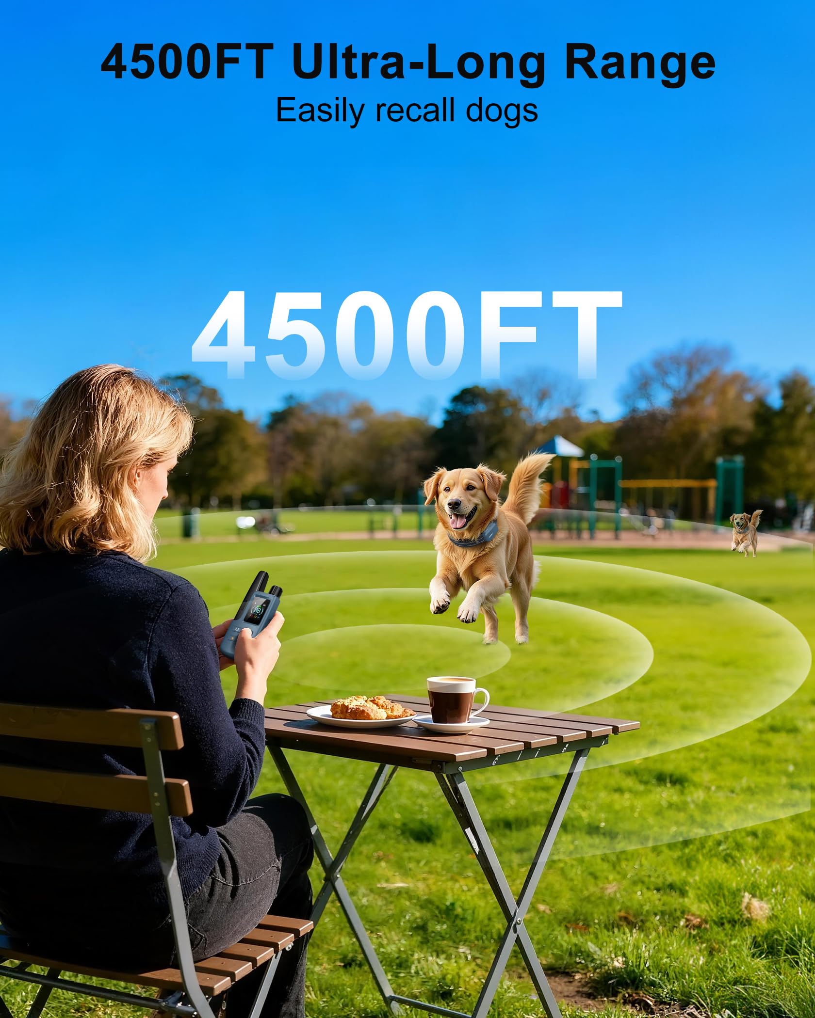 Dog Shock Collar - 4500FT Dog Training Collar with Remote, IPX8 Waterproof Electric Dog Collar with 4 Training Modes, Security Lock, Rechargeable eCollar for 10-120lbs Small Medium Large Dogs