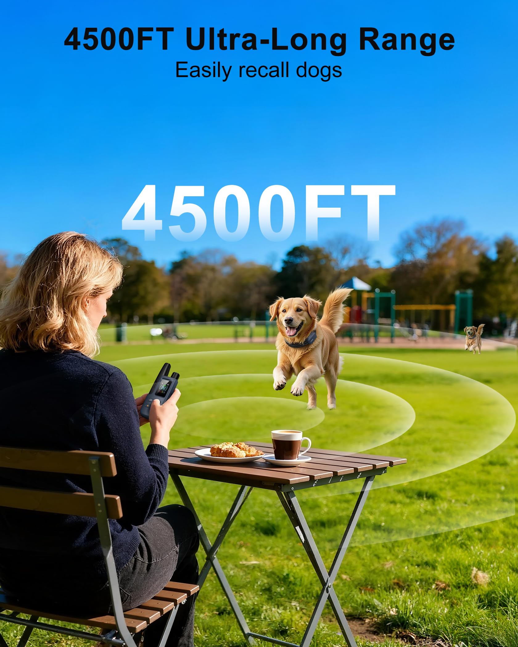 Dog Shock Collar - 4500FT Dog Training Collar with Remote, IPX8 Waterproof Electric Dog Collar with 4 Training Modes, Security Lock, Rechargeable eCollar for 10-120lbs Small Medium Large Dogs